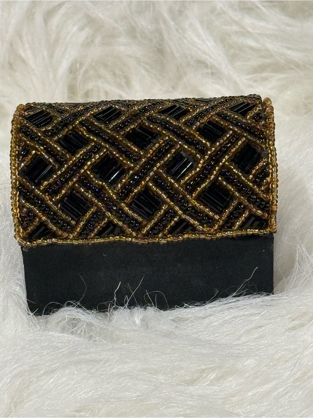 Vintage Trinket Box Textile Art 3" Jewelry Box